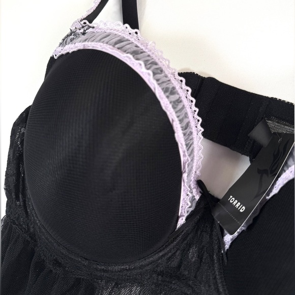NWT TORRID Black Sheer Mesh Lace Trim Padded Babydoll Lingerie Boudoir Size 2X - Picture 5 of 11